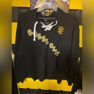 Mens Steelers Pittsburgh penguins steel city brand hockey toe hoodie sweatshirt